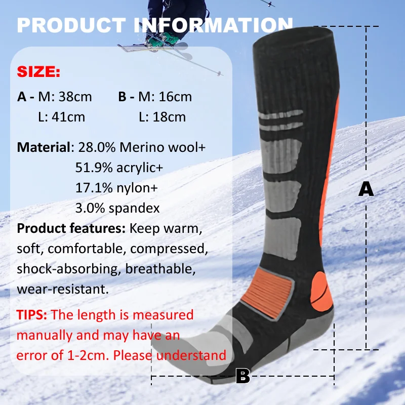 1 Pasang Kaus Kaki Ski Wol Mer - Thermal Sock Winter ulasan dan harga